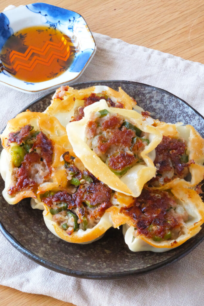 包まず簡単♪とろネバおくら餃子【平日の時短ごはんレシピ】