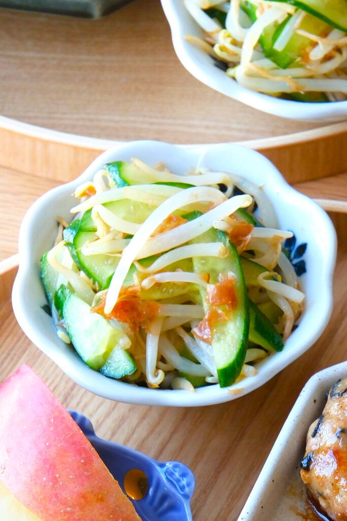 もやしときゅうりのおかかポン酢和え【平日の時短ごはんレシピ】